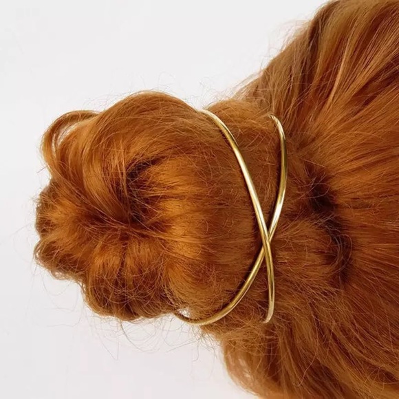 Gold Bun Cage Geometric Hair Holder - Picture 5 of 6